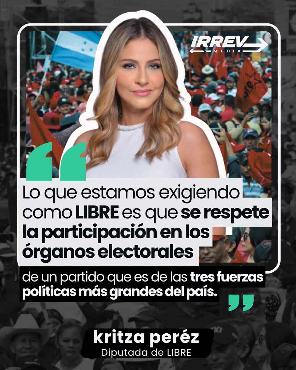 Irreversible_HN's tweet photo. 🇭🇳La parlamentaria de @PartidoLibre, @KritzaPerez, dice que es un derecho establecido hasta por convenios internacionales la participación de LIBRE en los órganos electorales. 👇 https://t.co/aFdWLxhplc
