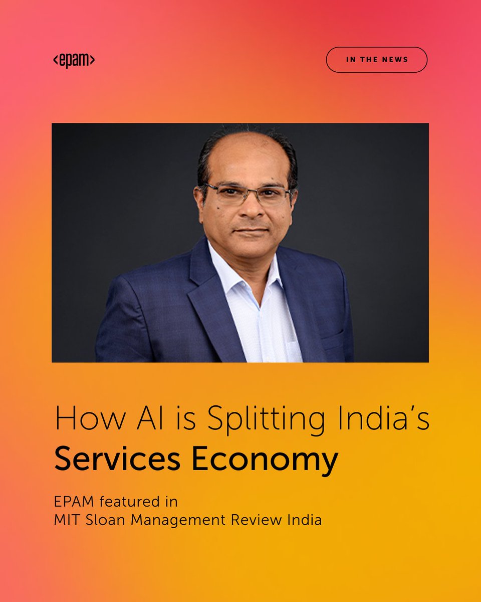 EPAM_India's tweet photo. In a recent feature by MIT Sloan Management Review, Srinivas Reddy, SVP and Head of EPAM India, shares how the sector is undergoing a structural shift.
Read the full article: https://t.co/3kHnI98FZo https://t.co/Zf6Qfp5btj