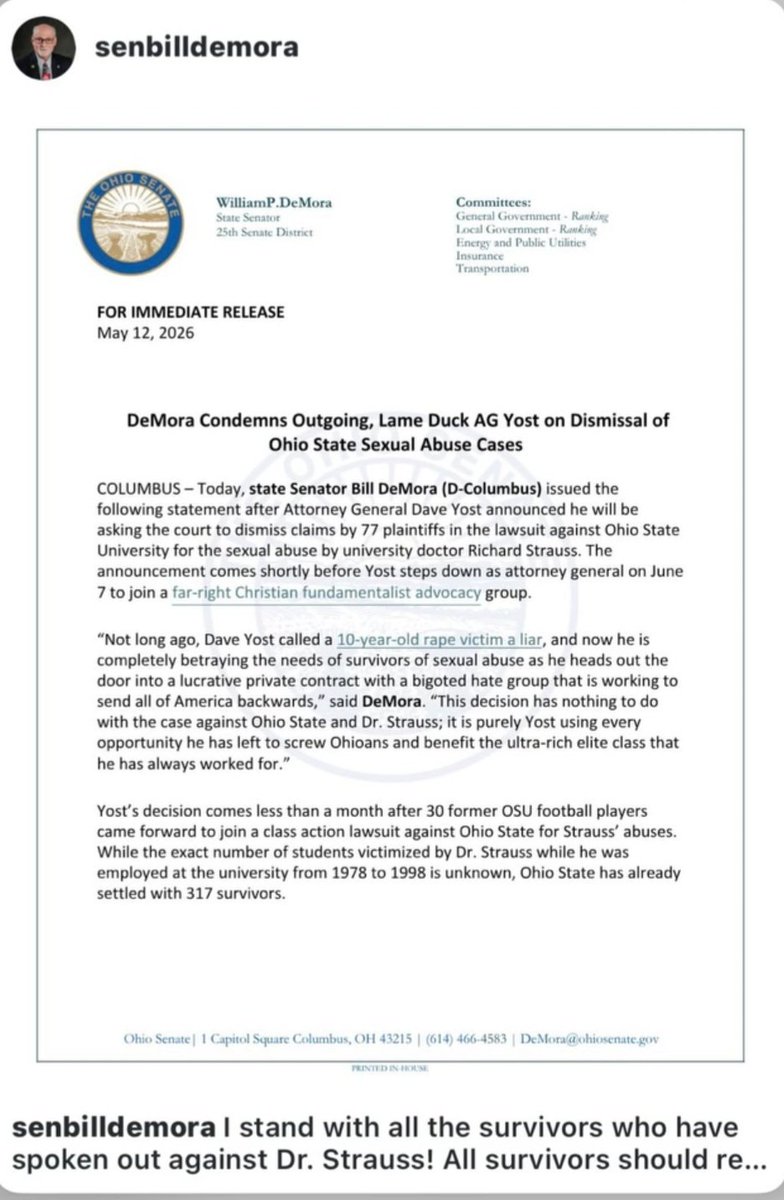 Reedsrebels17's tweet photo. @GovMikeDeWine Are you ok with your A.G. Yost throwing Ohio State football players out of the OSU sex crimes case? https://t.co/NePzNHXikk