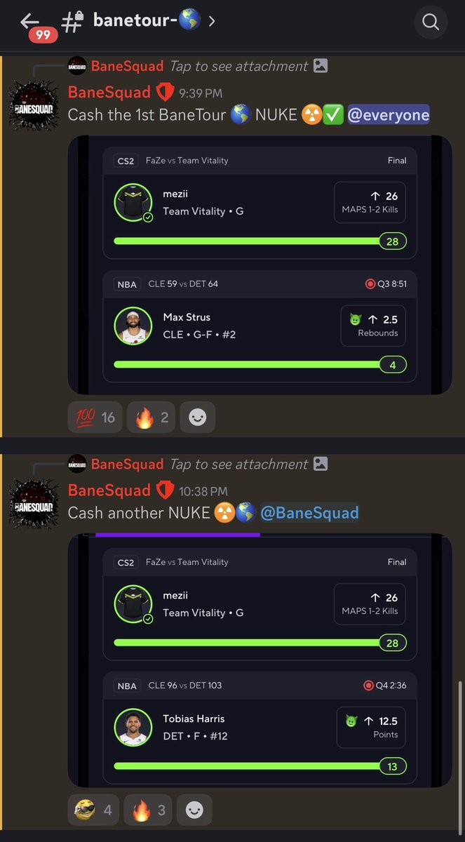 BaneSquad_'s tweet photo. CASH BOTH NUKES☢️ #BaneTour🌎 I posted 2 NUKES in the discord &amp; they both cashed 

You welcome #BaneSquad #PrizePicks #Gambling𝕏 

⬇️Join #BaneSquad Discord Server ⬇️

https://t.co/kfTG26W9U0 https://t.co/gIIobkN7lO