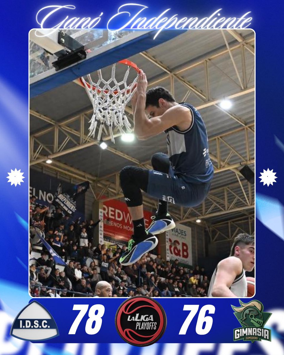 sociosidscoliva's tweet photo. GANOOOO INDEPENDIENTE 💙🤍

👉 En el Tercer Punto de la serie de Cuartos de Final, logramos un triunfo Clave ante Gimnasia de Comodoro Rivadavia 

🔹 INDEPENDIENTE (1) 78-76 (2) Gimnasia

🎯 Rolando Vallejos fue el goleador con 16 puntos 

¡Nos vemos el Viernes en El Gigante! https://t.co/TbrS8ctCHm