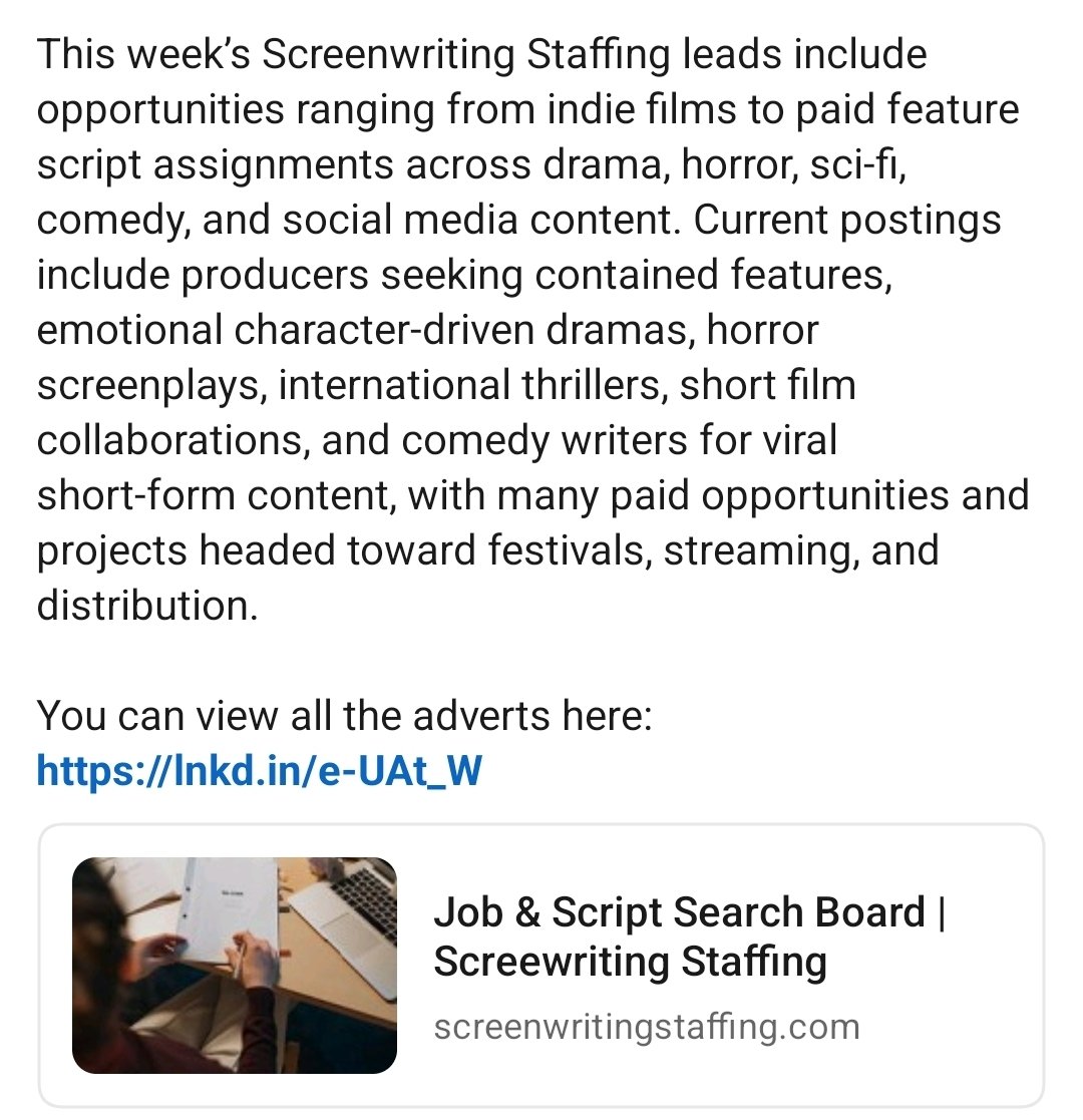 ScreenwritingSU's tweet photo. You can view all the adverts here: https://t.co/VBZpRKy5PD https://t.co/lUrcYNgJbD