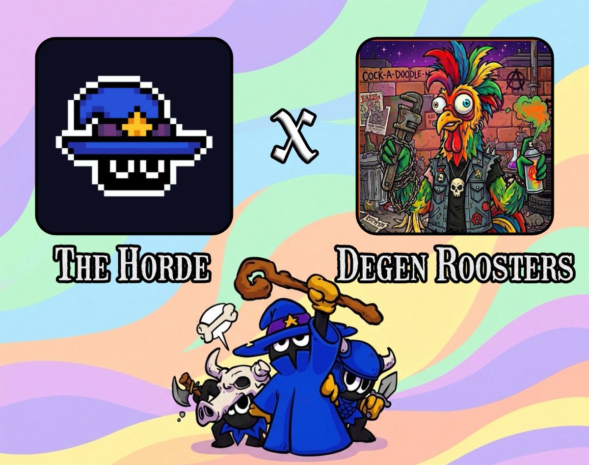 thehordexyz's tweet photo. ⚔️ NEW COLLAB
The Horde x Degen Roosters

Ready to step into @DegenRoosters with The Horde?!

All Horde holders now have a chance to win WL spots on our Holders Platform and in our Discord! 🎉 https://t.co/07YVRQnAnC