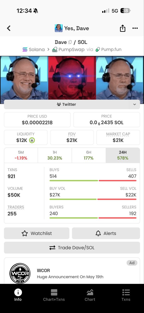 R35RobertR's tweet photo. $DAVE is the most emotionally stable meme coin on Solana right now 😂
 
+578% in 24H Laser eyes activated. Boomer mode disengaged.
 
CA: A2PFjdspYedc7F8EDQAgCAjN7DnggajfVBNQqyurpump
 
If this hits your timeline early… congratulations.
 You’re still before the repost wave https://t.co/BKludugQy1