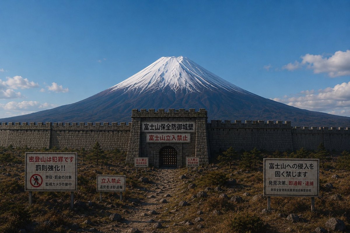 富士山 西暦20XX年、政府は増え続ける違法富士登山者を未然に防ぐため、富士山