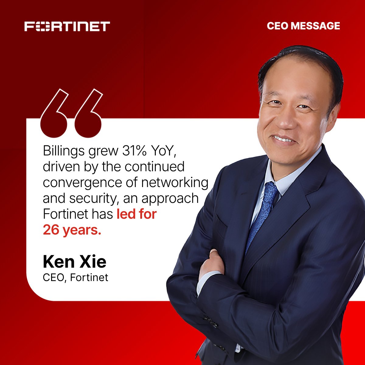 abshareeef's tweet photo. New coverage from @SiliconANGLE highlights @Fortinet CEO Ken Xie’s comments on our first-quarter performance, broad-based demand, and continued momentum driven by the convergence of networking and security.
 
Read the full article: https://t.co/a01d0e3T9Z 📈

$FTNT https://t.co/WgkXyLayAV