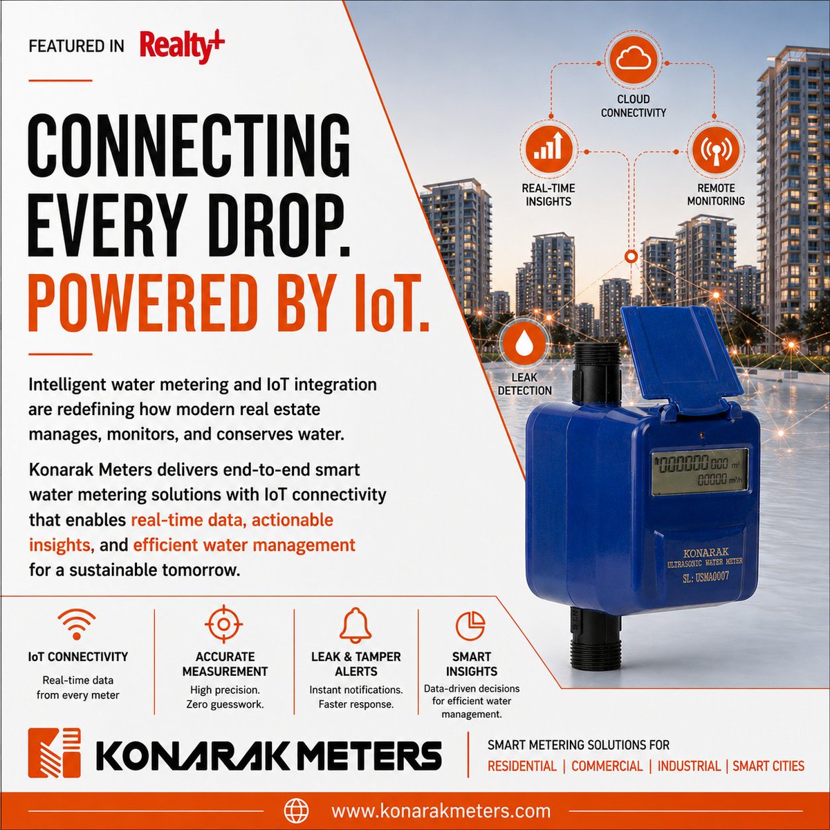 KonarakMeters's tweet photo. @KonarakMeters featured in @RPRealtyPlus discusses the role of IoT-enabled smart water metering in shaping efficient &amp; future-ready infrastructure.

From real-time monitoring to intelligent water management, technology is redefining how modern real estate conserves every drop. https://t.co/sY2qZIdtUe