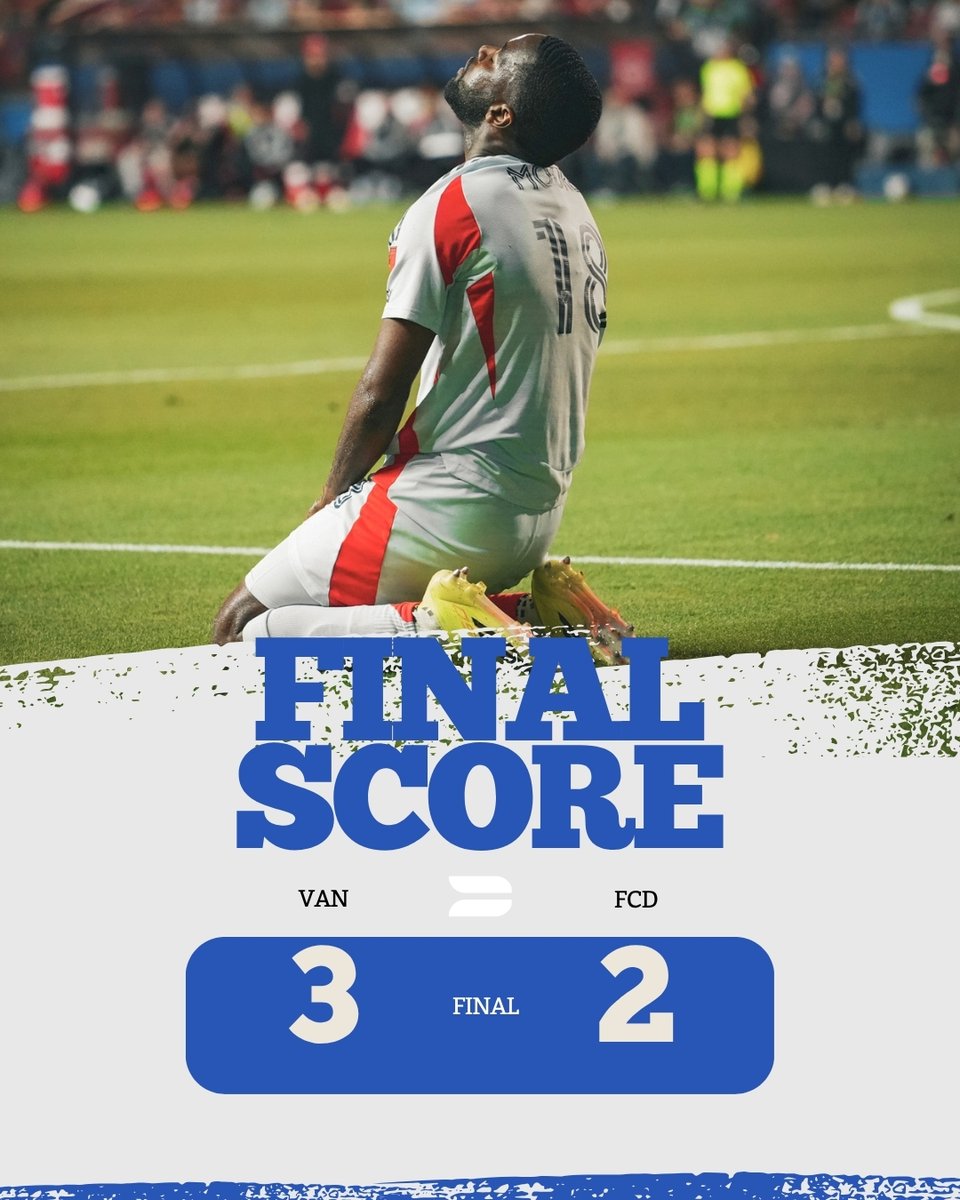 D210S's tweet photo. FC Dallas battled until the final whistle, but Vancouver Whitecaps FC escape Frisco with a 3-2 win. Tough night at Toyota Stadium, but this squad kept fighting. ⚽️🔥 #FCDallas #DTID #MLS https://t.co/dF9hl0ve6u