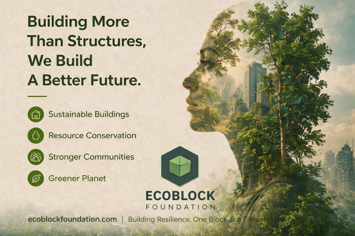 EcoBlockImpact's tweet photo. 🌿 Building More Than Structures We Build a Better Future.  
Empowering communities through sustainable design, innovation, and care for our planet.
#EcoBlockFoundation #Sustainability #GreenFuture #Innovation https://t.co/BarChuERXG