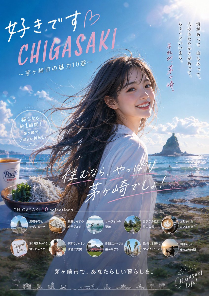 薩摩川内市 と #茅ヶ崎市 ポスター✨ 故郷と第二の故郷で作ってみまし
