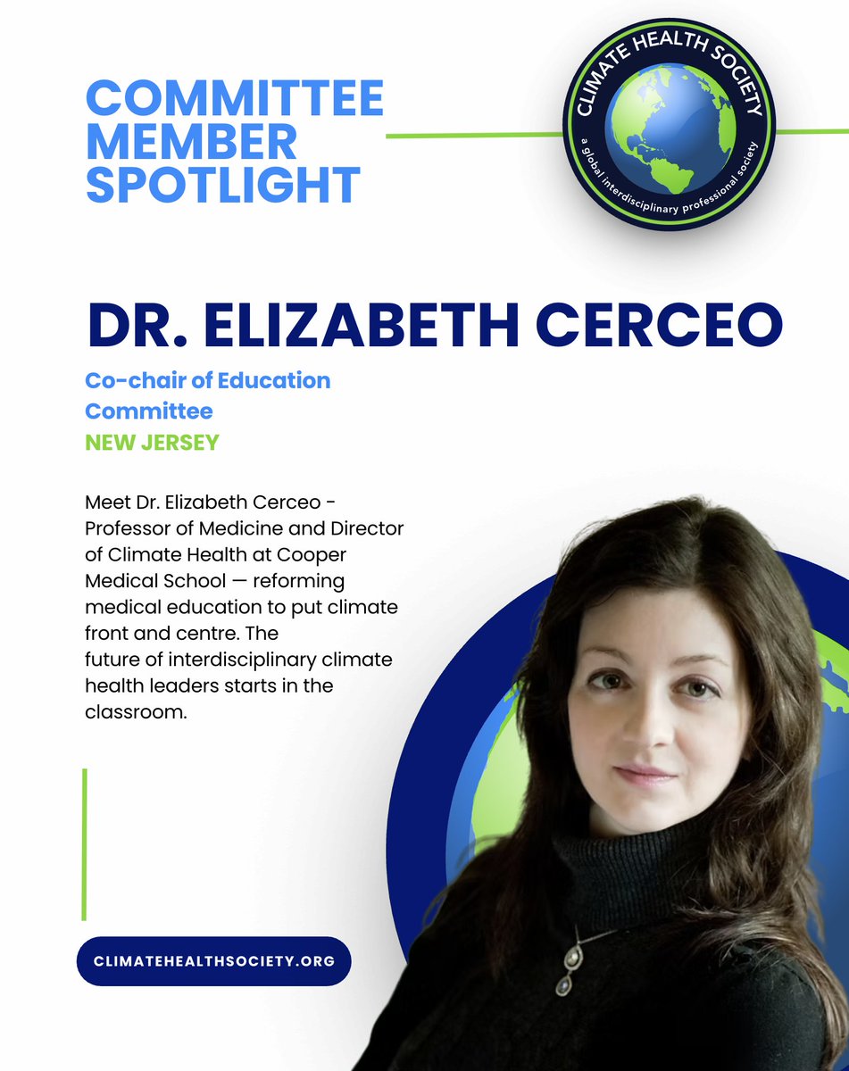 ClimHealthSoc's tweet photo. Professor of Medicine and Director of Climate Health at Cooper Medical
School — reforming medical education to put climate front and centre. 
#MemberSpotlight #ClimateHealth #MedicalEducation #JoinForces #climateandhealth #climatehealthsociety https://t.co/vynXCl0eGr