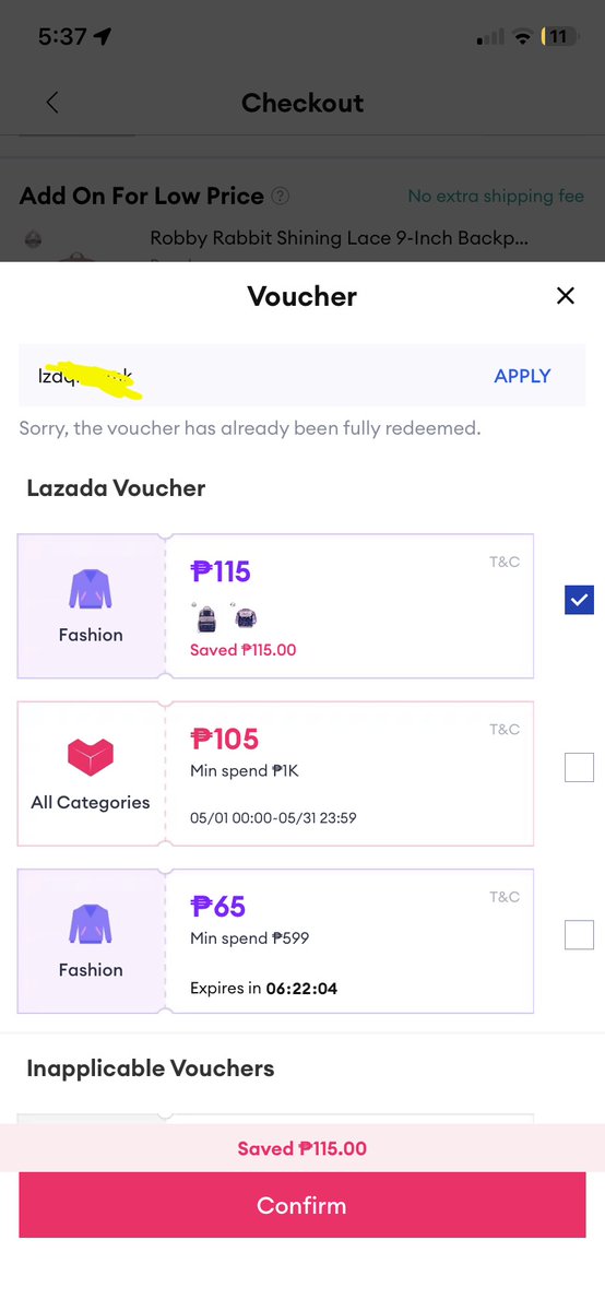 maelliezek's tweet photo. @LazadaPH Kaiyak talaga Lazzie, fully redeemed yung napanalunan ko na voucher sayo kahit diko pa nagagamit. Pang checkout ko pa naman school supplis yun ng anak ko @LazadaPH https://t.co/ik0k2aDRTI