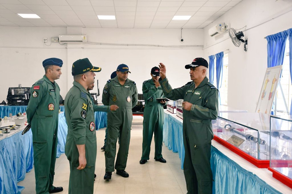 tracomiaf's tweet photo. On 13 May 26, Air Mshl S Shrinivas,  AOC-in-C Training Command visited Air Force Station Sulur. 
He flew the indigenous #LCATejas aircraft with the “FLYING DAGGERS”  demonstrating #Op preparedness and faith in the #indigenous platform. Interacting with the #aircrew, he emphasised certain key points and lessons from recent contemporary operations. He also visited 24 TETTRA School, the “#TEJAS PIONEERS”, which is the CENTRE OF EXCELLENCE for providing technical expertise of the Tejas aircraft to both #aircrew as well as #technicians. He inaugurated the Training Model Room which has been aimed at enhancing technical and practical assimilation of the trainees. The Air Mshl also interacted with the personnel of 24 TETTRA School, appreciating their #professionalism.  He emphasised the importance of sharing not only technical expertise but also practical experiences with the course participants to enhance their assimilation. His visit motivated the personnel and reinforced the importance of #excellence in #training to ensure #OperationalReadiness.