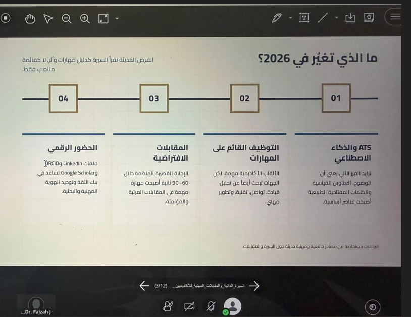 MathClub_NBU's tweet photo. ضمن فعاليات الملتقى العلمي ٢٠٢٦ بجامعة الحدود الشمالية قدم سعادة الدكتور فايزة بنت جمال الديدب ورشة عمل بعنوان "إعداد السيرة الذاتية والمقابلات المهنية" https://t.co/tacKBWXfRR
