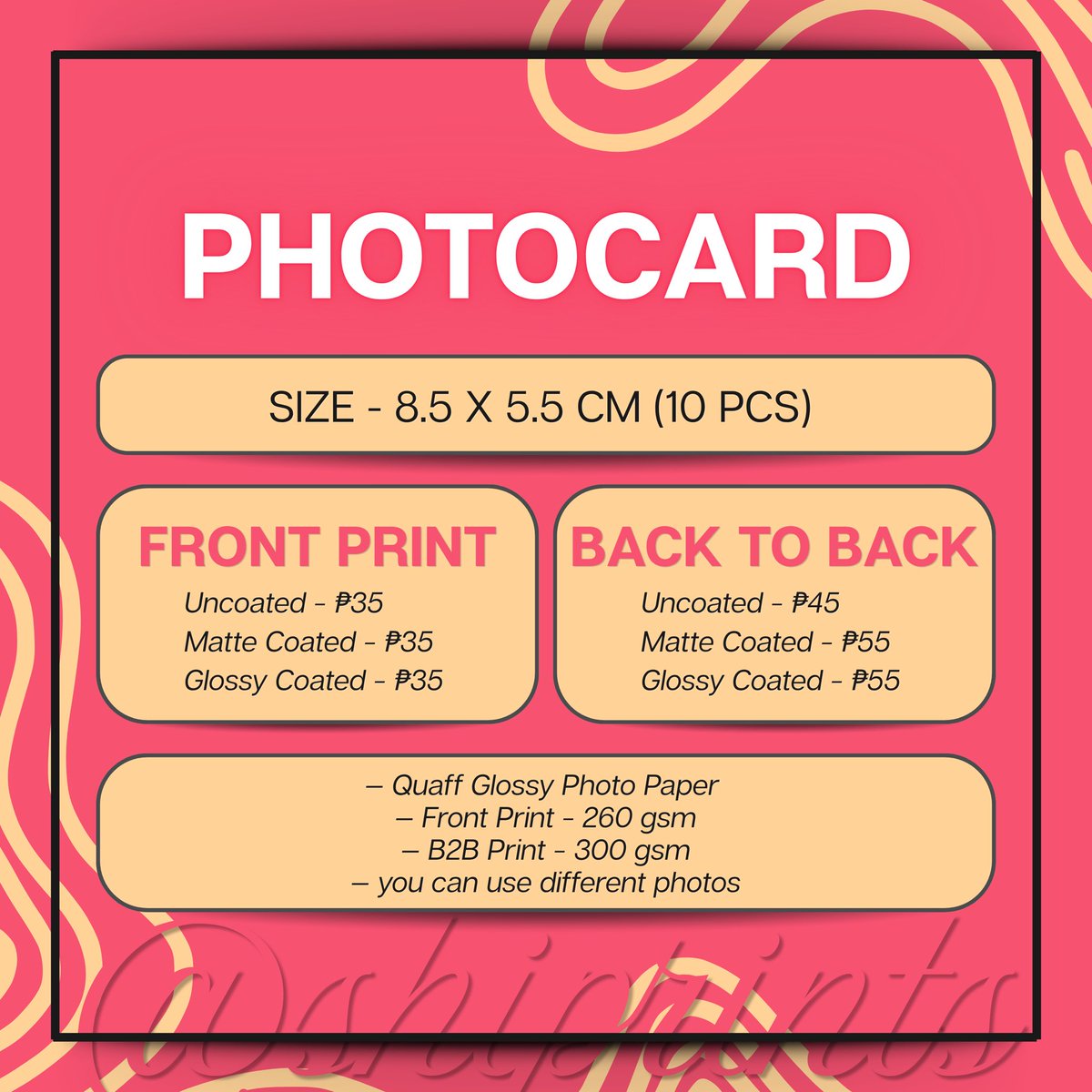 shiprints's tweet photo. ⟢ customized photocard
            ⟢ faux instax
            ⟢ postcard
            ⟢ banners https://t.co/yhekDwKJ5T