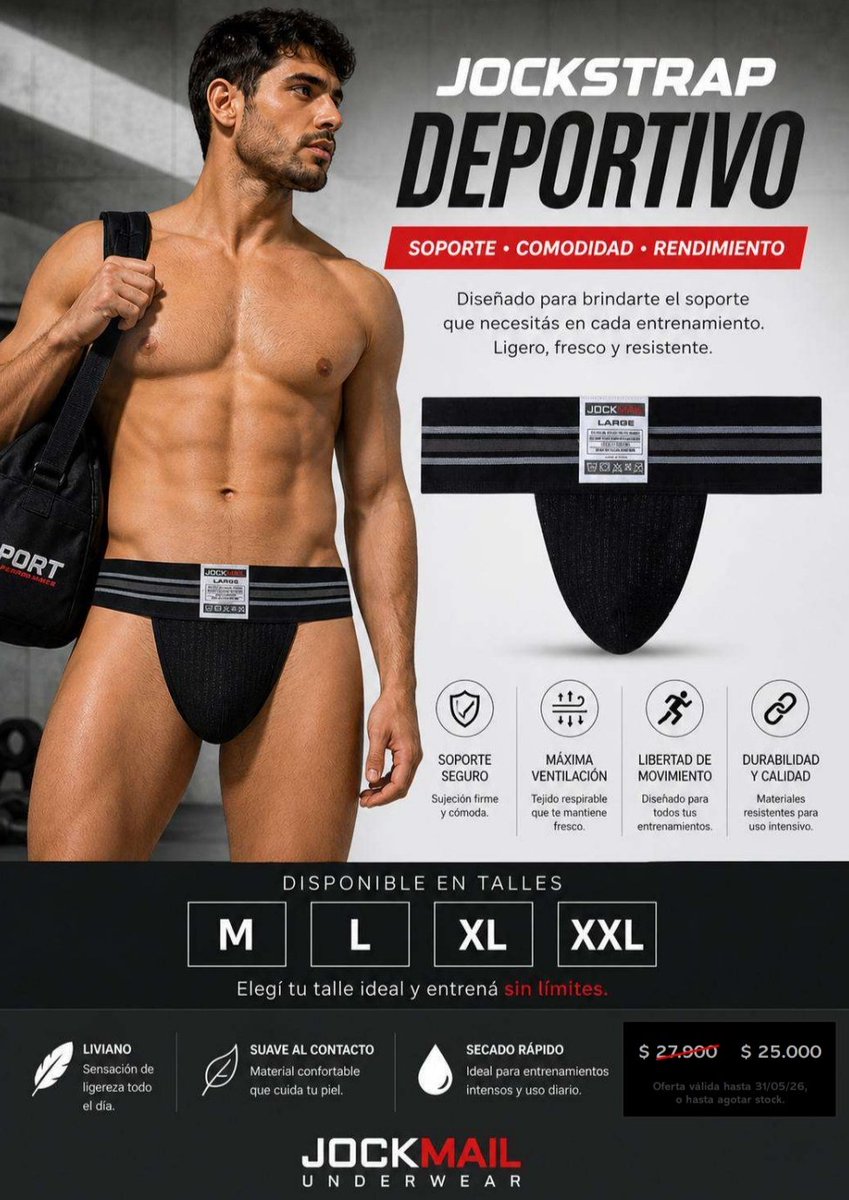 JockmenARG's tweet photo. Descuento por el mes de mayo para que dejes salir todos tus morbos. #jockstrap #deportivo #caba https://t.co/p5ZW8JreYx