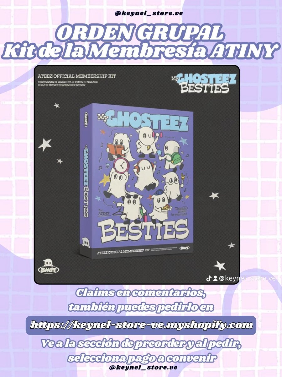 Keynelstoreve's tweet photo. 👻 ORDEN GRUPAL: ATEEZ 7TH MEMBERSHIP 🩶

📅 Deadline: 18 de Mayo  Bache Split (ASEGURADA)
👻  Deadline> 13/05 Kit Sellado &amp; Membresía: 

✅✅✅

- Info al DM 💟
                 https://t.co/zSTnMSdQDN https://t.co/rTC1EjVoAr