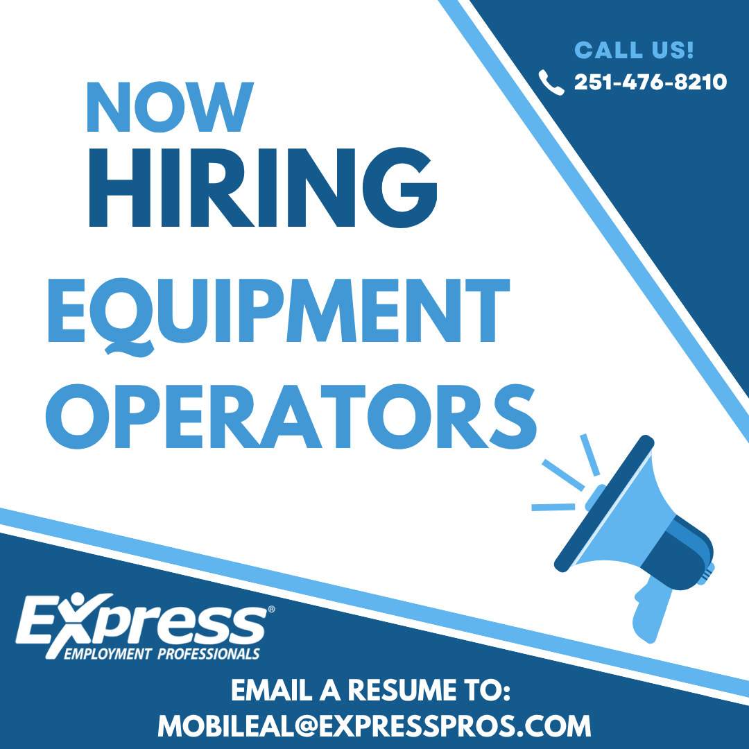 ExpressProsMob's tweet photo. 🚧 NOW HIRING: HEAVY EQUIPMENT OPERATORS 🚧

Express Employment Professionals is looking for experienced Heavy Equipment Operators in the Mobile area.
If you have experience operating construction equipment and enjoy working on active job sites, we want to talk to... https://t.co/k1HB2ikMPc