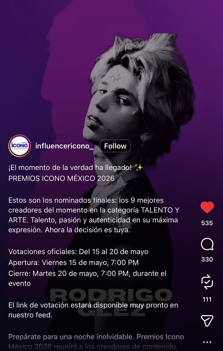 Steph0zz's tweet photo. Gente del 15 al 20 de Mayo estaran habilitadas las votaciones para apoyar a @kall_mePapi en los 
PREMIOS ICONO MÉXICO 2026
Creadores del momento en la categoría Talento y Arte✨

Quienes quieran unirse a apoyar a la dinastía Mercury! 🫶🏻🔥 para que nuestro Rodri se lleve su premio 👇

#RodrigoGlez #PermiosIconoMexico