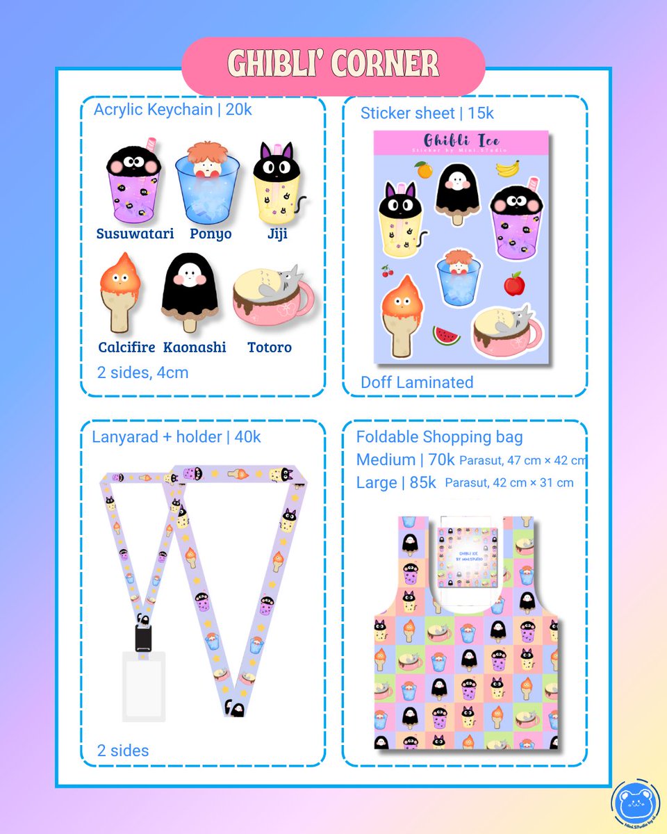 MiniS7udio's tweet photo. Theme:
• Milli' Corner
• Bearu' Corner
• Ghibli' Corner
• Lolicolor and pvc bag &amp; pouch

Product: Keychain, sticker, pvc pouch, pvc bag, lanyard, coin pouch

#wts https://t.co/0OZTZoWRND