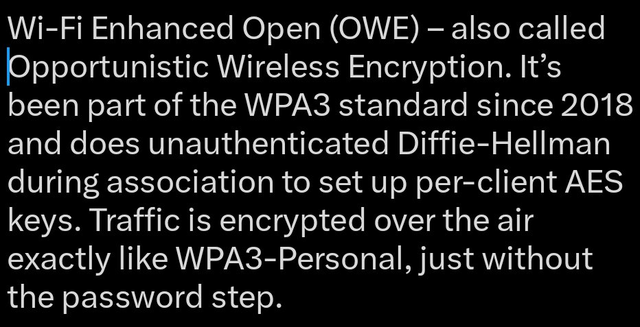 FossPrime's tweet photo. @LimitingThe VPN companies have been spreading open WiFi FUD for years. A modern open AP is not any less safe than a password one. https://t.co/fd9BMjICfI