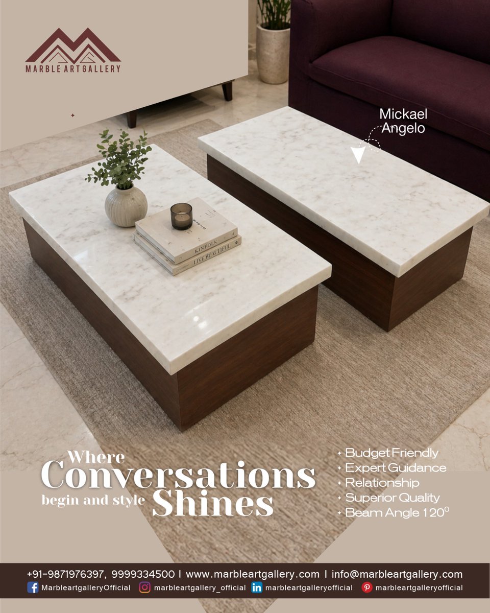 gallery_marble's tweet photo. Where premium marble artistry brings elegance to every conversation. ✨
The Mickael Angelo center table by Marble Art Gallery is crafted to add timeless luxury and sophisticated charm to your living space.
📞 Order Now: +91-9871976397, 9999334500 https://t.co/c0Fx06Z4TL