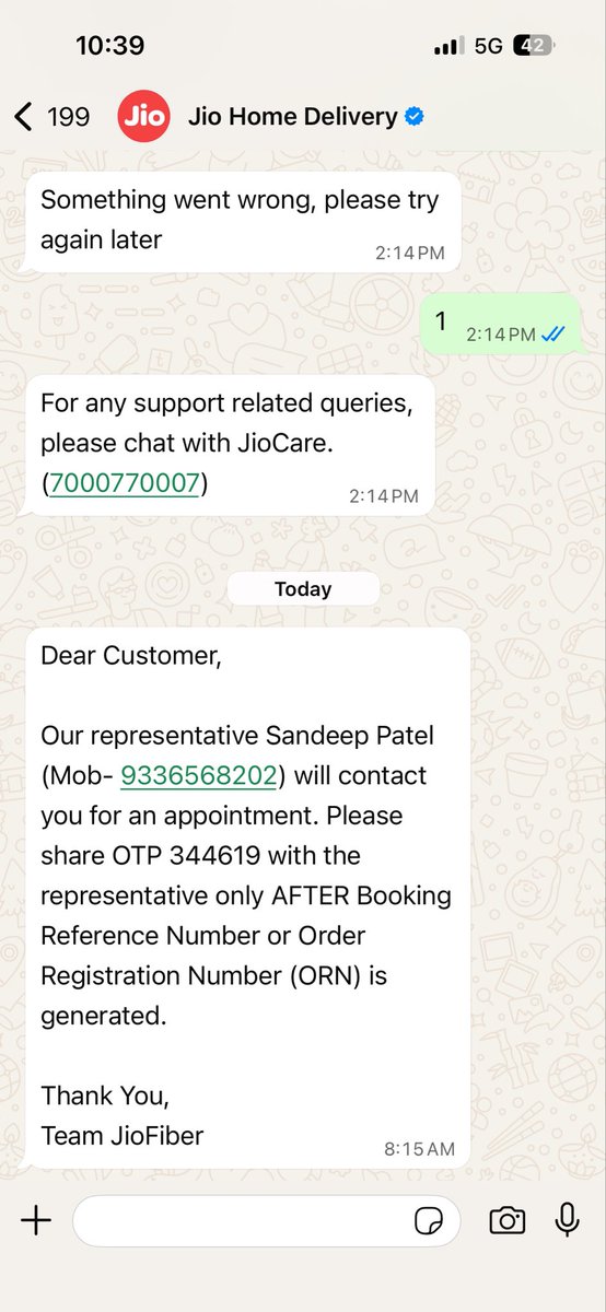akash08041992's tweet photo. @JioCare See this is what am getting msg when i submit a request but this person never pick up the call. Not sure what employees you guys have hired https://t.co/IdTVaVz7Vj