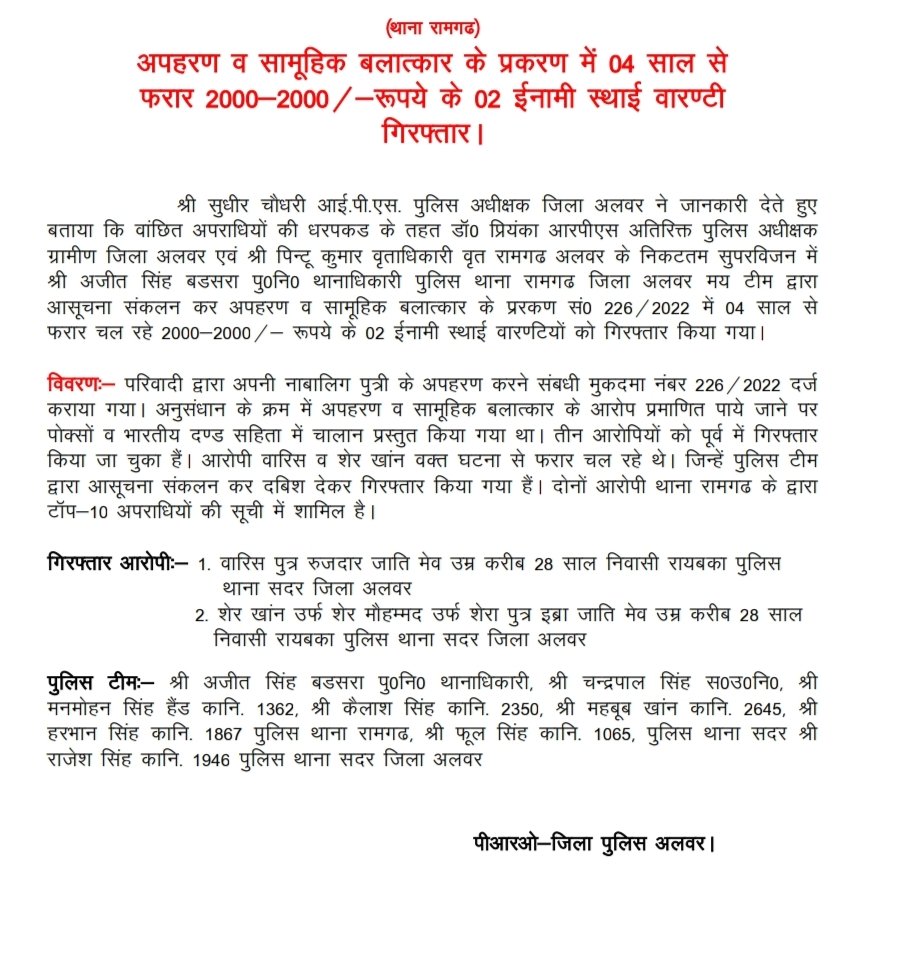 Alwar Police tweet media