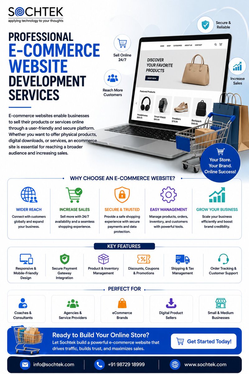 sochtek's tweet photo. Grow your online business with secure, responsive and high-performing eCommerce website development services by Sochtek. Sell smarter and reach more customers worldwide.

info@sochtek.com
+91 98729 18999
https://t.co/cjrH80PkAS
#EcommerceWebsite #WebsiteDevelopment #OnlineStore https://t.co/kax16j0r9E