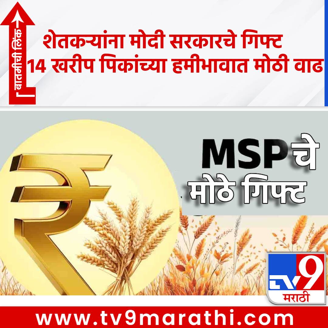 TV9Marathi's tweet photo. MSP Hike 2026-27: शेतकर्यांना मोदी सरकारचे गिफ्ट; 14 खरीप पिकांच्या हमीभावात मोठी वाढ
#MSPHike #14KharifCrops #ModiGovernment #Paddy #cotton #Farmers
https://t.co/9EC1G6CD6r https://t.co/RRYa2WlClp