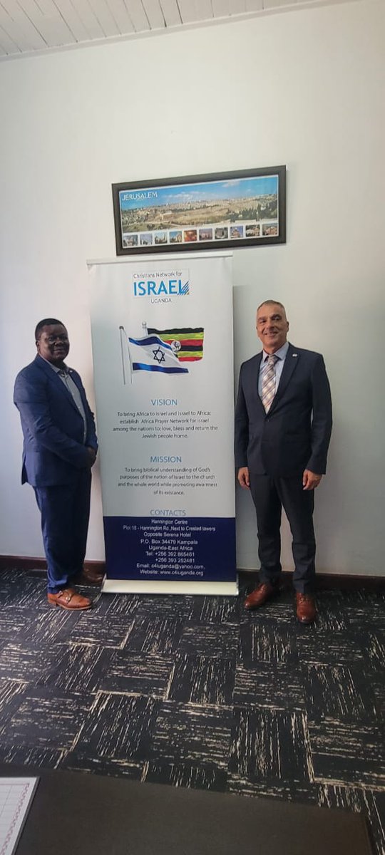 IsraelinKenya's tweet photo. H.E. Ambassador @GideonBehar visited the offices of Christians Network for Israel in Uganda, where he met with the organization’s founder, Evangelist Drake Kanaabo, a longstanding friend and supporter of Israel.

The Ambassador expressed his sincere appreciation to the members of the organization for their unwavering support and steadfast friendship.

Together, they reaffirmed their commitment to continue working closely towards shared values and common goals.