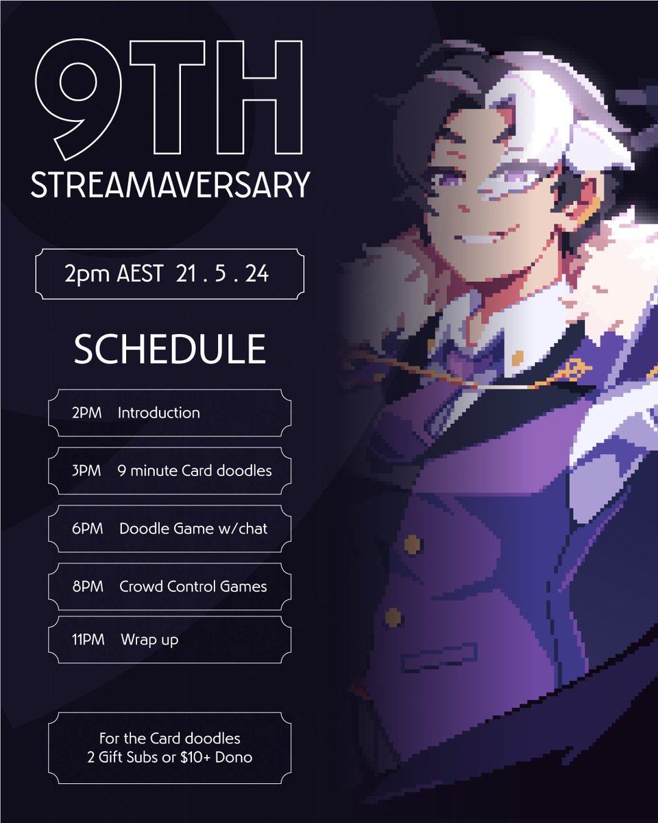 InxanityOCE's tweet photo. Next week on 20/05/2026 we will be doing our 9th Streamerversary special stream

We will have card doodle donation incentives and Crowd crontrol that will be activated throughout the day! Hope to see yall there ! https://t.co/4f6Ax8ITvb
