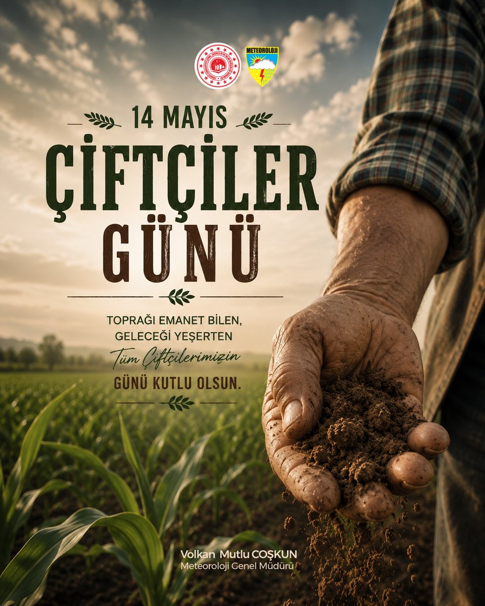 VolkanMCoskun's tweet photo. Çevre, Şehircilik ve İklim Değişikliği Bakanlığı Meteoroloji Genel Müdürlüğü olarak zirai meteoroloji alanında 7/24 verdiğimiz hizmetlerle, sofralarımıza bereket taşıyan çiftçilerimizin yanında olmaya devam ediyoruz. Tüm üreticilerimizin Dünya Çiftçiler Günü'nü kutluyorum. https://t.co/5NhjxBz89i