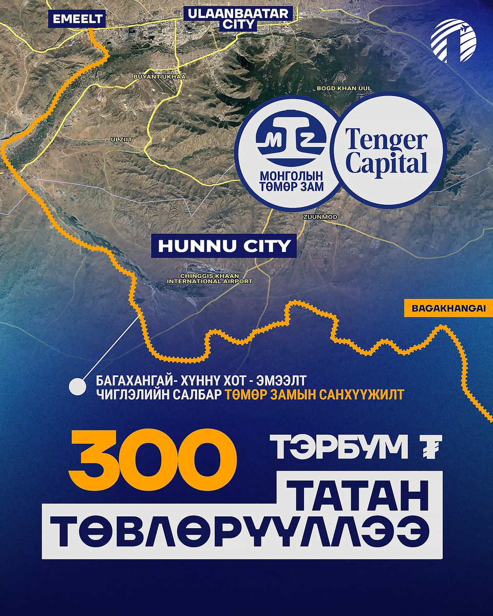 livetvmn's tweet photo. БАГАХАНГАЙ–ХӨШИГИЙН ХӨНДИЙ–ЭМЭЭЛТ ЧИГЛЭЛИЙН ТӨМӨР ЗАМЫН БҮТЭЭН БАЙГУУЛАЛТЫН САНХҮҮЖИЛТ ШИЙДЭГДЛЭЭ 

“Монголын төмөр зам” ТӨХК нь стратегийн ач холбогдол бүхий бүтээн байгуулалтын төслөө санхүүжүүлэх зорилгоор нийт 300 тэрбум төгрөгийн үнийн дүн бүхий “MTZ бонд”-ыг дотоодын хөрөнгийн зах зээлээс амжилттай татан төвлөрүүллээ.
Бондыг жилийн 17 хувийн хүүтэйгээр хөрөнгө оруулагчдад санал болгож, арилжааг "Тэнгэр Капитал" үнэт цаасны компанитай хамтран зохион байгуулсан байна.
Тус санхүүжилтийг Багахангай–Хөшигийн хөндий–Эмээлт чиглэлийн төмөр замын бүтээн байгуулалтын ажилд зарцуулах юм