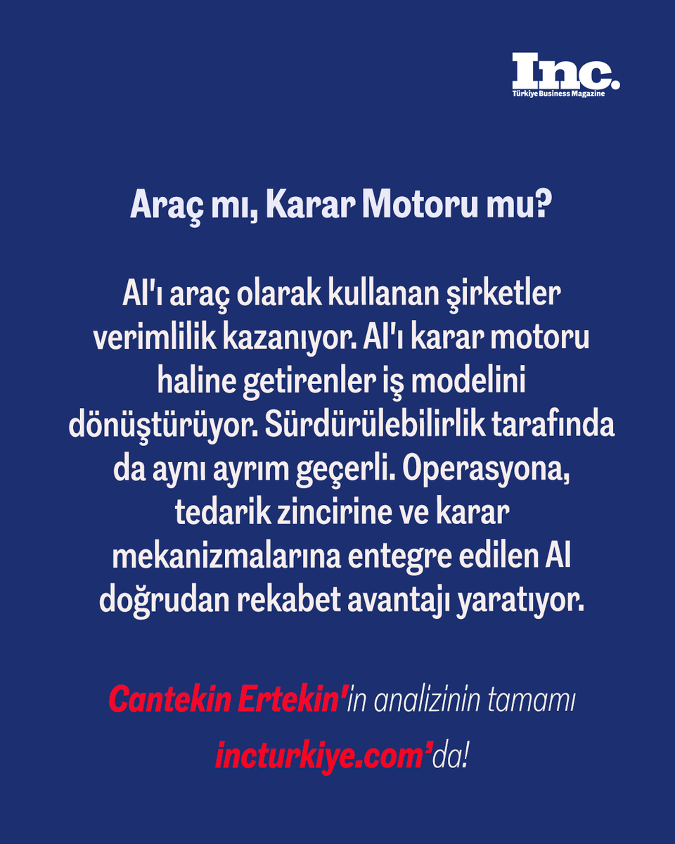 IncTurkiye's tweet photo. AI var. Etki yok.
Çünkü sürdürülebilirlik hâlâ raporlama konusu.
Oysa AI operasyonun içine girdiğinde her şey değişiyor.
Cantekin Ertekin'in analizi; https://t.co/2CXBL98Tz5

#Sürdürülebilirlik #YapayZeka #ESG https://t.co/Zbw7NvZHyv