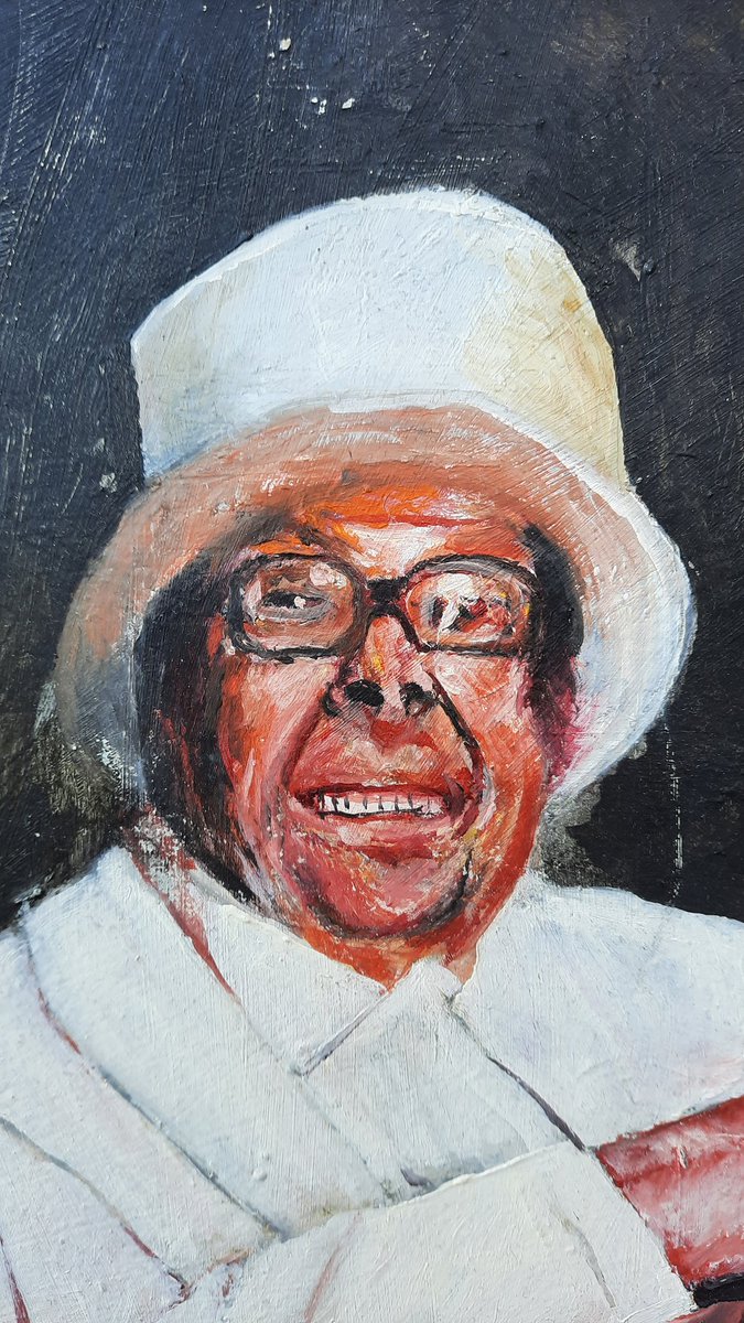 AndrewCurran3's tweet photo. Artist unknown, bought from a charity shop in St Helens last year. I'm guessing the best way to describe the style would be 'naive'. It's obviously been painted with love but blimey, the eyes do follow you around the room!
#EricandErnie #onehundred #bringmesunshine #EricMorcambe https://t.co/t7Xo9DyG2Q