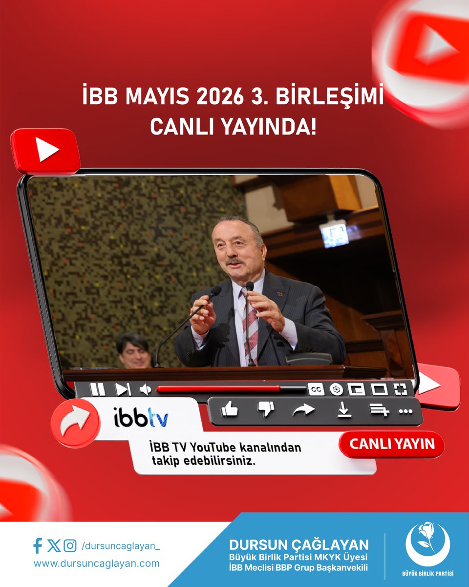DursunCaglayan_'s tweet photo. İstanbul Büyükşehir Belediye Meclisimizin Mayıs Ayı 3. Birleşimi başladı.
Canlı yayın linkine bağlantıdan ulaşarak İBB TV YouTube hesabı üzerinden izleyebilirsiniz.
https://t.co/VTUTBHpc1e
@Mustafa_Destici
@bbpgenelmerkez
@bbphabermerkezi
@istanbulbld
#ibb #ibbmeclisi #BüyükBirlikPartisi #istanbul #istanbulgündemi
