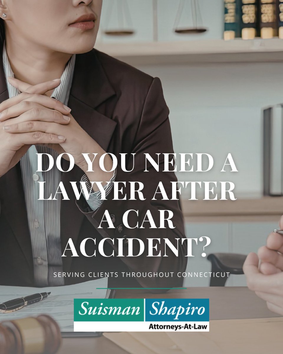 SuismanShapiro's tweet photo. Not every accident requires legal action, but serious injuries often do. Insurance companies act quickly to limit payouts. Knowing when to involve an attorney can protect your case: https://t.co/NWa4b7Hbfi #CarAccident #LegalAdvice #CTLaw #InjuryClaim #KnowYourRights https://t.co/eCPY8ygpXl