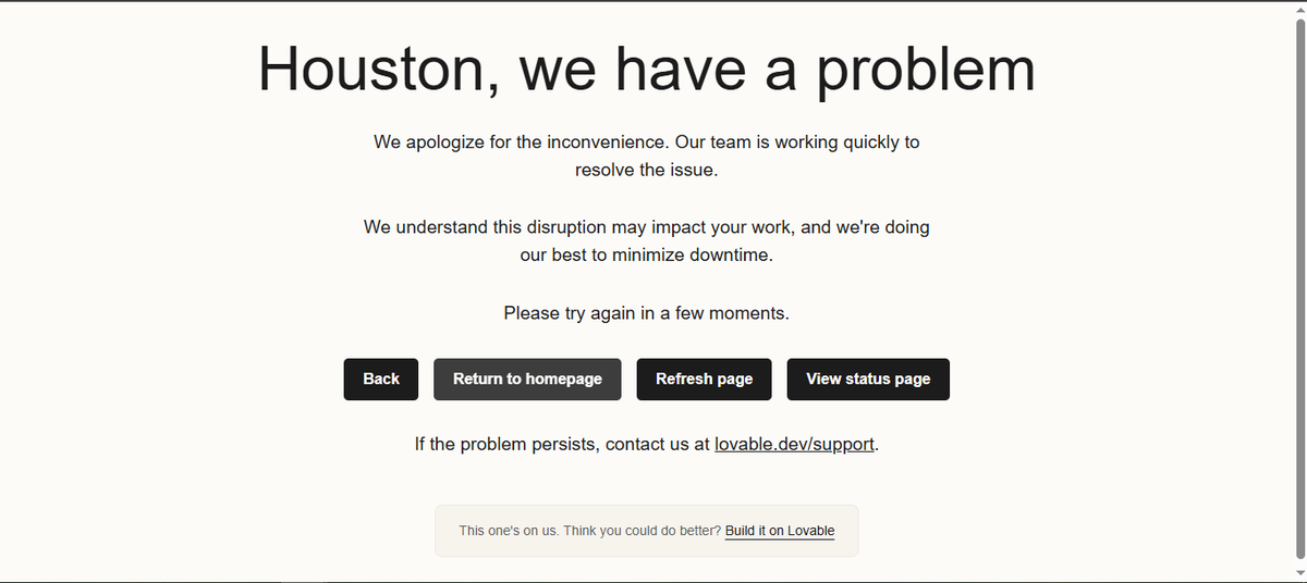 naimulsu's tweet photo. @Lovable What's wrong actually? Status page showing nothing but I am hitting this 500 error, blank page with logo showing, Preview down, subdomain down. 

This is not only for today and facing it constantly. https://t.co/ShHP6j0VZo