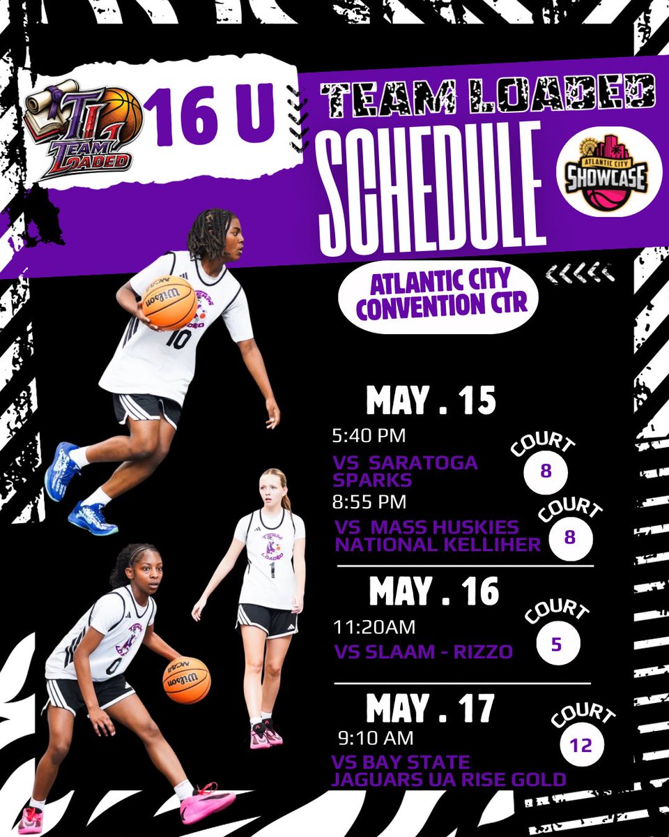 Loaded_Gurlz's tweet photo. Team Loaded Va will be at the Atlantic City Showcase this weekend. College Coaches here are the schedules. Come check us out!! #LoadedGurlz📚🏀📚🏀 https://t.co/HS3EKQYyrX