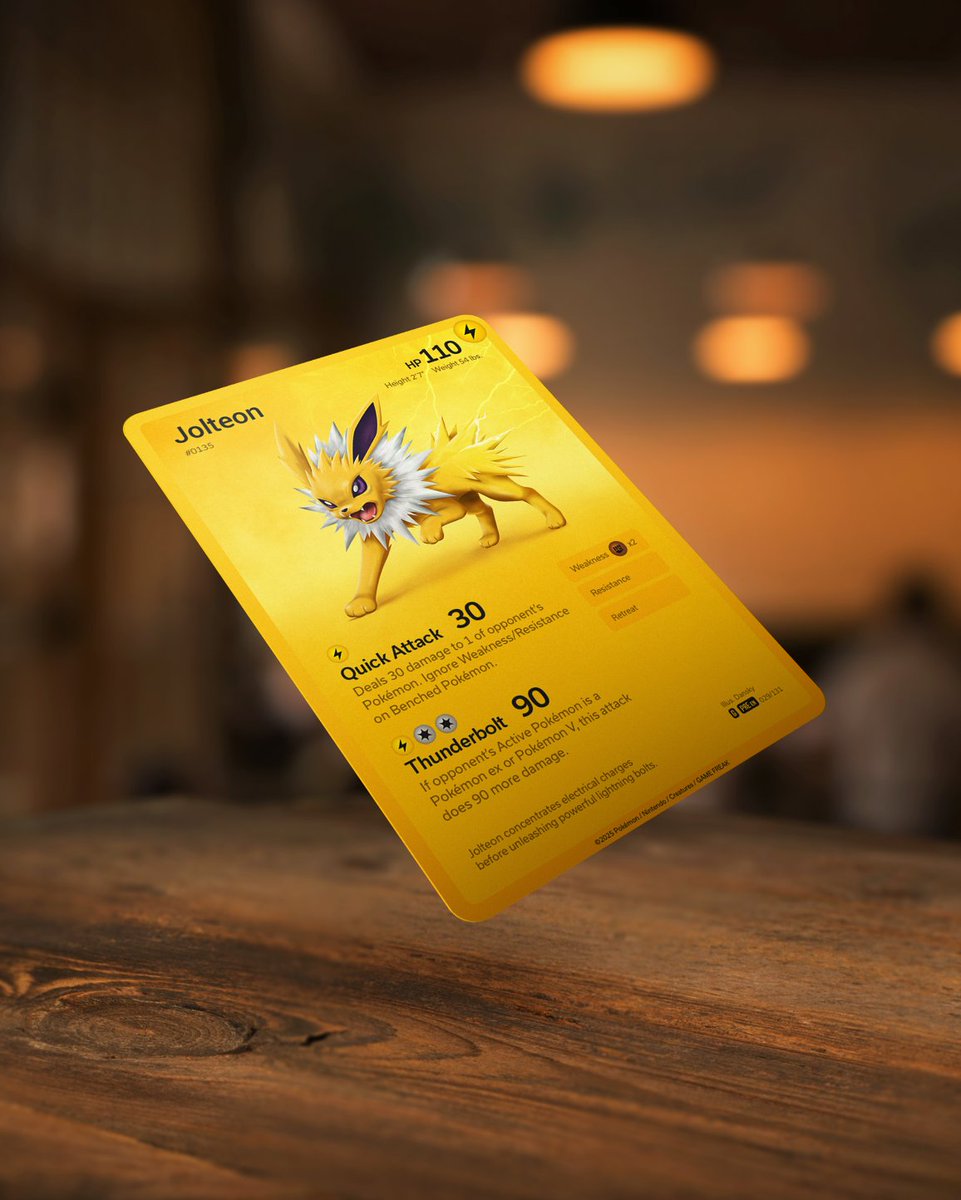 ForeverDansky's tweet photo. @ItsPeterDesign Editing a quick process video for my custom Pokemon card design. The Jolteon was vectorised in Illustrator and then digitally painted in Photoshop, as was the card design and mockup. Super happy with how it turned out 🙌 https://t.co/yvvyvWPzxn
