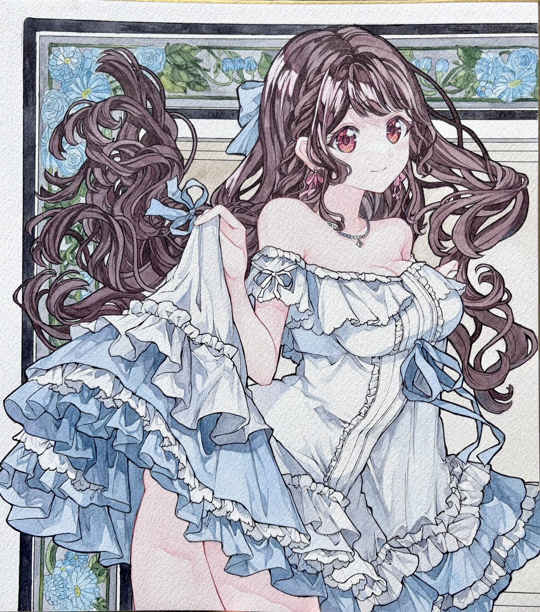 本日22時頃終了です🩵 オリジナルの大色紙イラストになります。 最後