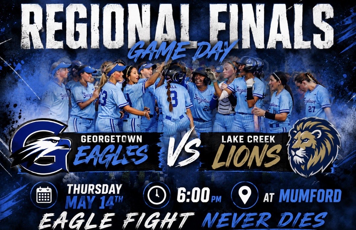 EFND_Softball's tweet photo. Georgetown will face Lake Creek in Game 1 of the Regional Finals today. We are ready! Let’s go, Eagles! 💙🦅🥎#EFND https://t.co/zQu1dBlYyr