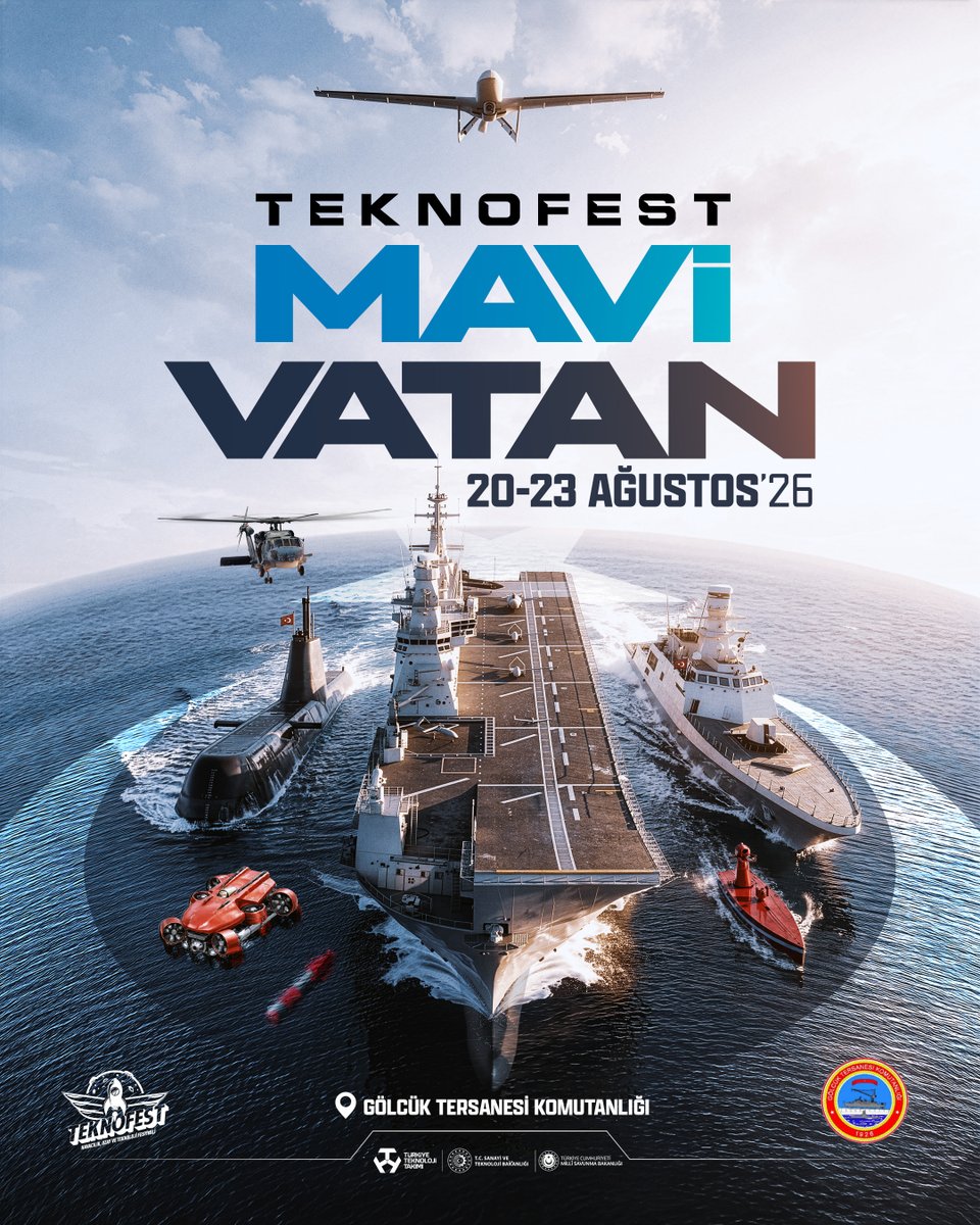 T3Vakfi's tweet photo. #TeknofestMaviVatan için tarihi biraz öne çektik! 🚀

Ajandalar güncellendi, pusulalar ayarlandı, istikamet belli...

2️⃣0️⃣ - 2️⃣3️⃣ Ağustos tarihlerinde, Gölcük Tersanesi Komutanlığı’nda görüşmek üzere! 🌊 https://t.co/FfBtRrKwhD