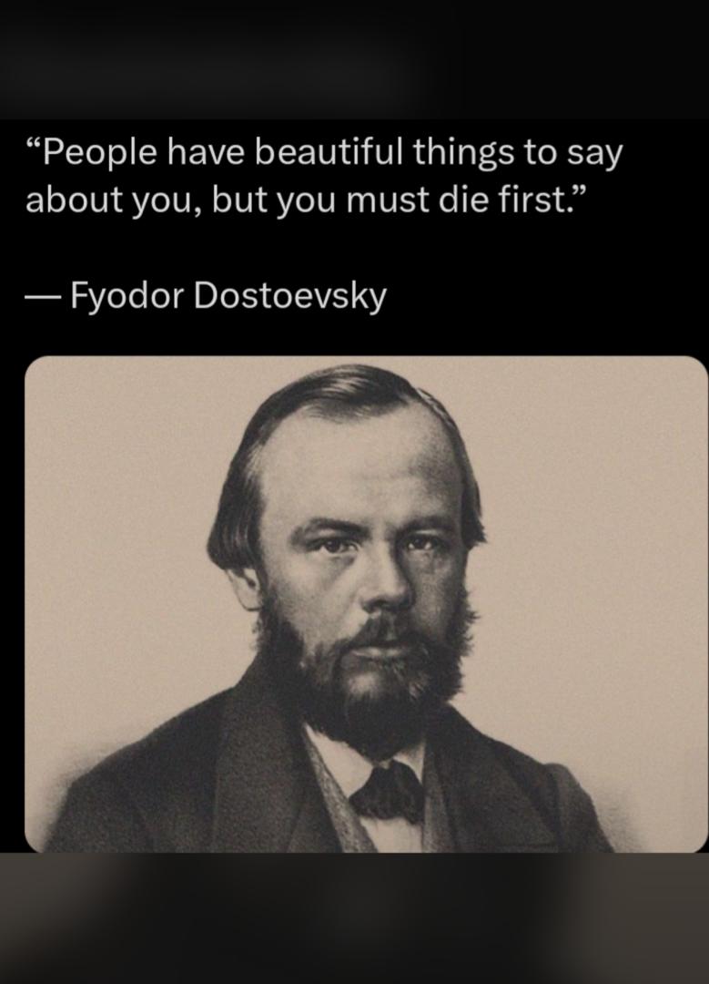 rustyzinger's tweet photo. A bit cynical but undeniably resonant...

Why are we more comfortable celebrating a memory than supporting/touching the live of a human being?

This should serve as a pretty blunt reminder: if you have something beautiful to say/do, say/do it while the person is still around to be embarrassed by the compliments/good deeds 📌

#GodRestTheDead 🕊 🕊 🕊