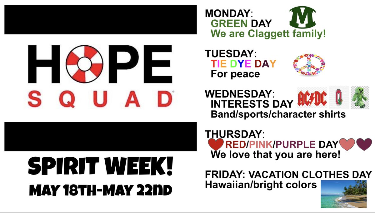 ClaggettMCS's tweet photo. Spirit Week (part 2).....NEXT WEEK https://t.co/a0qpSzUcrG