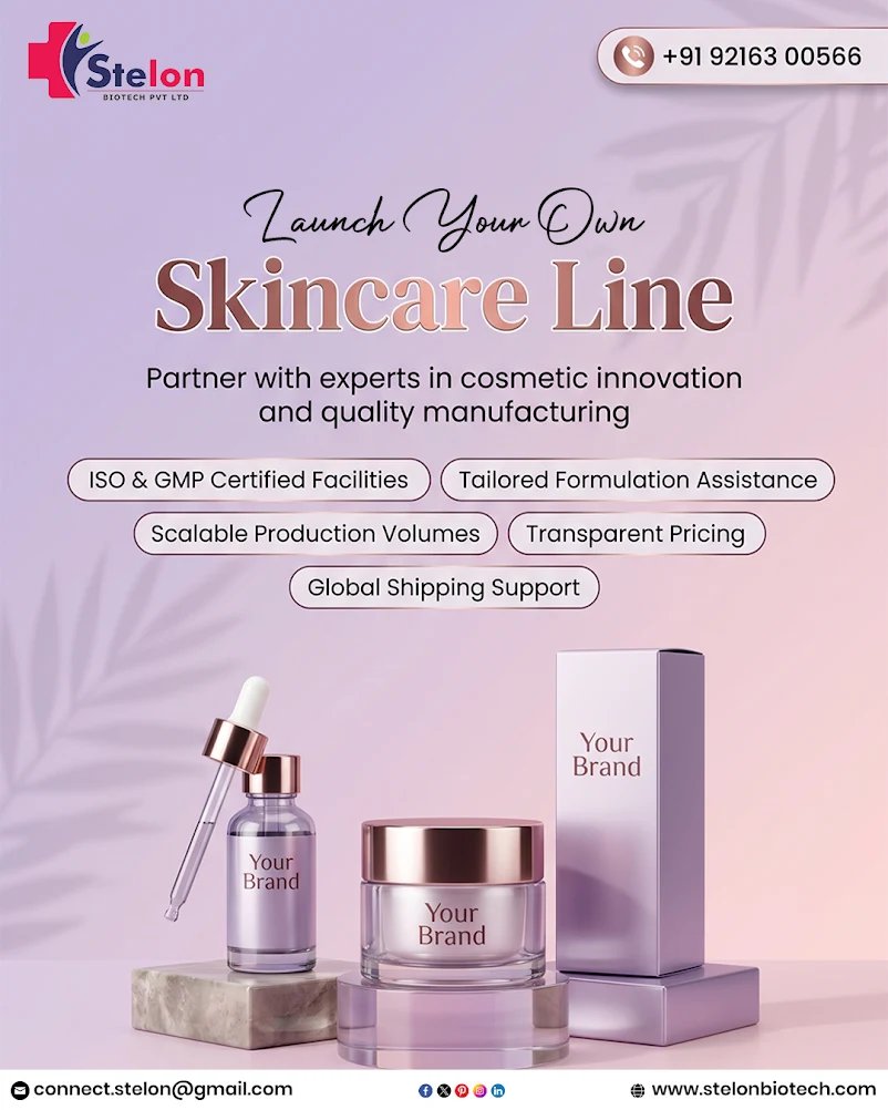 BiotechStelon's tweet photo. Bring your skincare brand idea to life with trusted cosmetic manufacturing expertise. 
📞 +91-92163-00566
🌐 https://t.co/shuFJkNvF6
📧 connect.stelon@gmail.co
#StelonBiotech #SkincareLine #CosmeticManufacturing #PrivateLabelSkincare #ThirdPartyManufacturing #BeautyBrand https://t.co/UexRwTKIhS