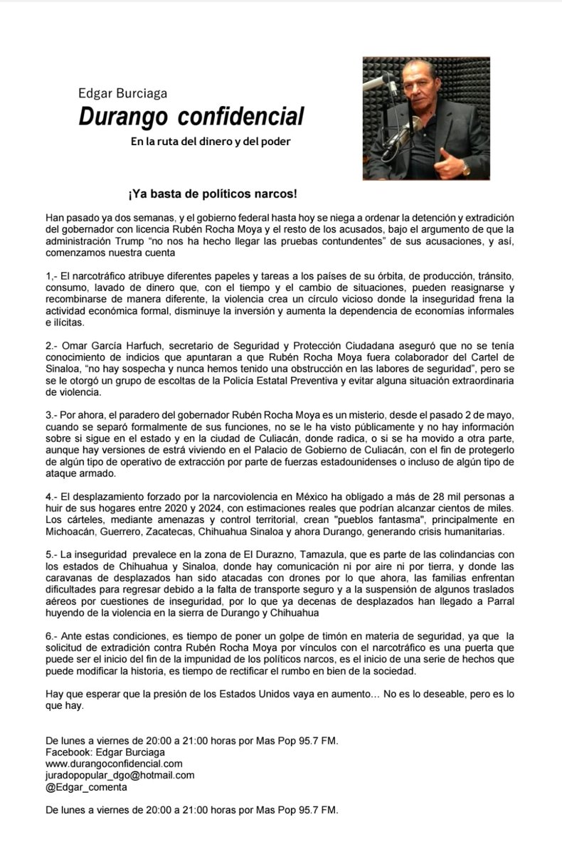 Edgar_Comenta's tweet photo. Buen Jueves 14 Mayo comparto columna de mi Autoria https://t.co/9LFbKvNPYW