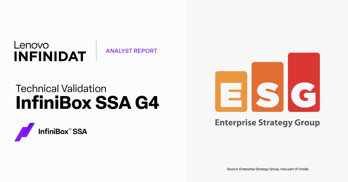 Infinidat's tweet photo. Can you consolidate workloads AND boost performance?

According to this validation of InfiniBox SSA G4 from @esg_global: yes.

🔹 Stronger performance under load
🔹 Built-in cyber resilience
🔹 Less complexity, lower overhead

See what they found 👉 https://t.co/mVIzdAez3E https://t.co/l8Ptab5Deq