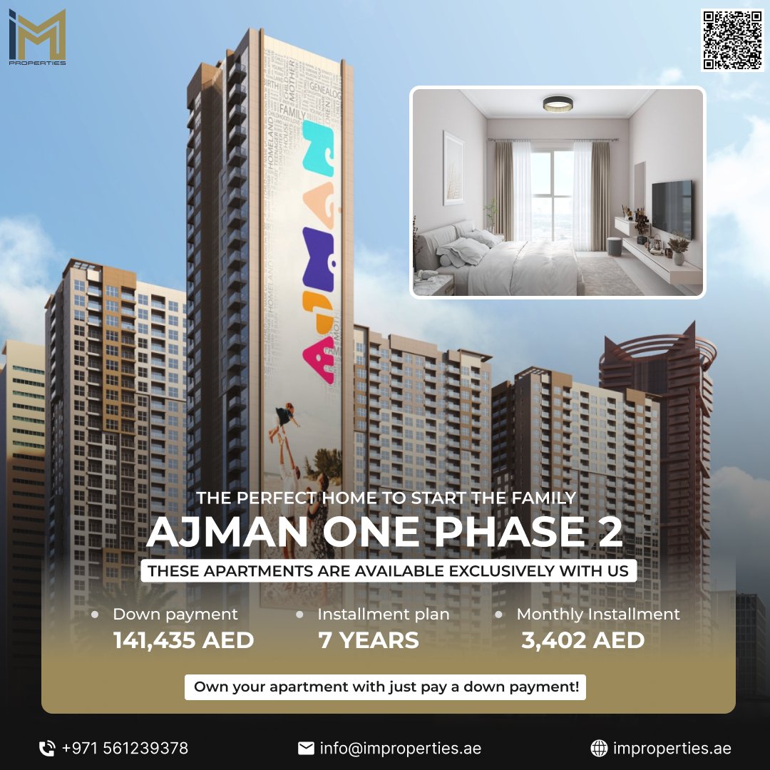 impropertiesae's tweet photo. Own your dream apartment at Ajman One Phase 2 🏙️
Enjoy modern living with a flexible 7-year payment plan.
+971 561239378
https://t.co/lWtQ79xjvc

#AjmanOne #AjmanRealEstate #AjmanProperties #UAEProperty #ApartmentForSale #AjmanLiving #DreamHome #FamilyLiving #RealEstateUAE https://t.co/49Pk8eom97